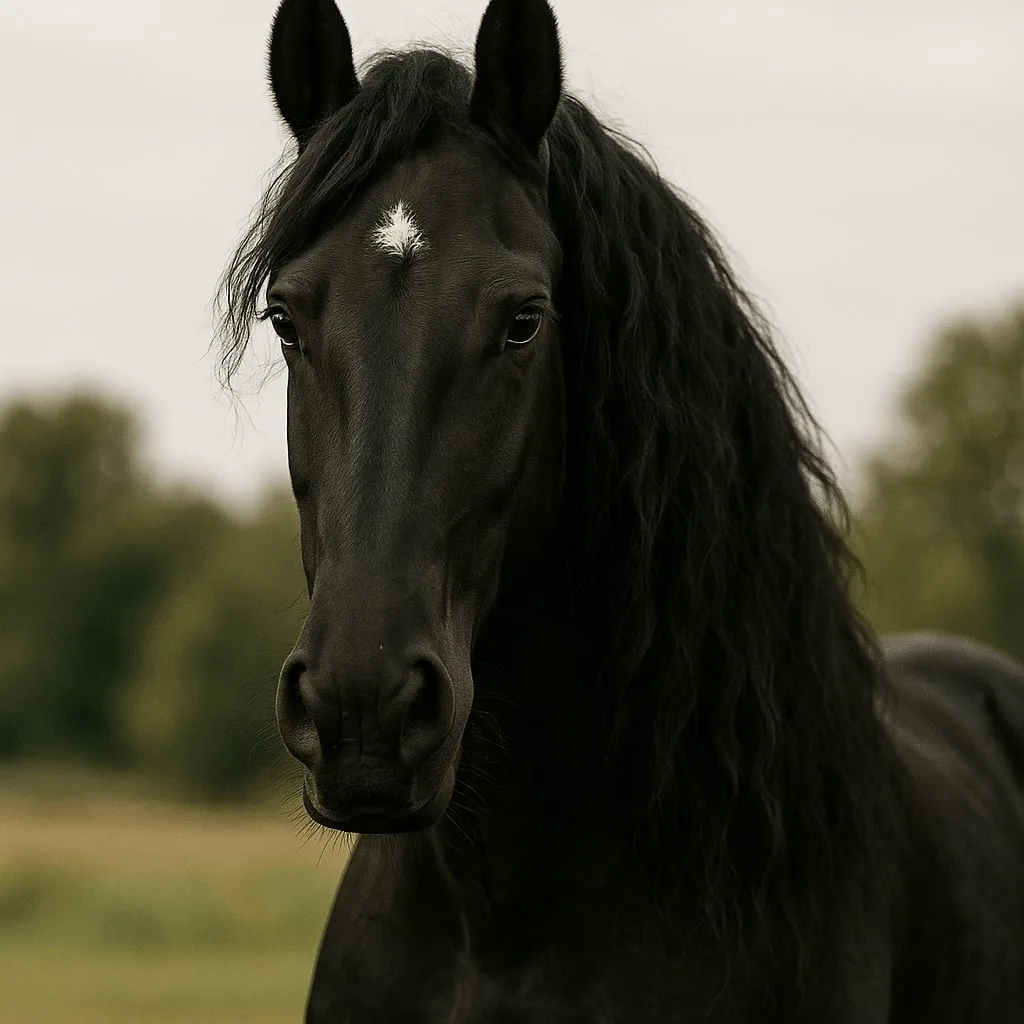 Friesian Horse Color Facts star on forehead